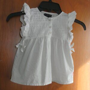 U.S. Polo Assn. Sweet White Pleated  Ruffle Sleeve !00% Cotton Sun Dress size 2T
